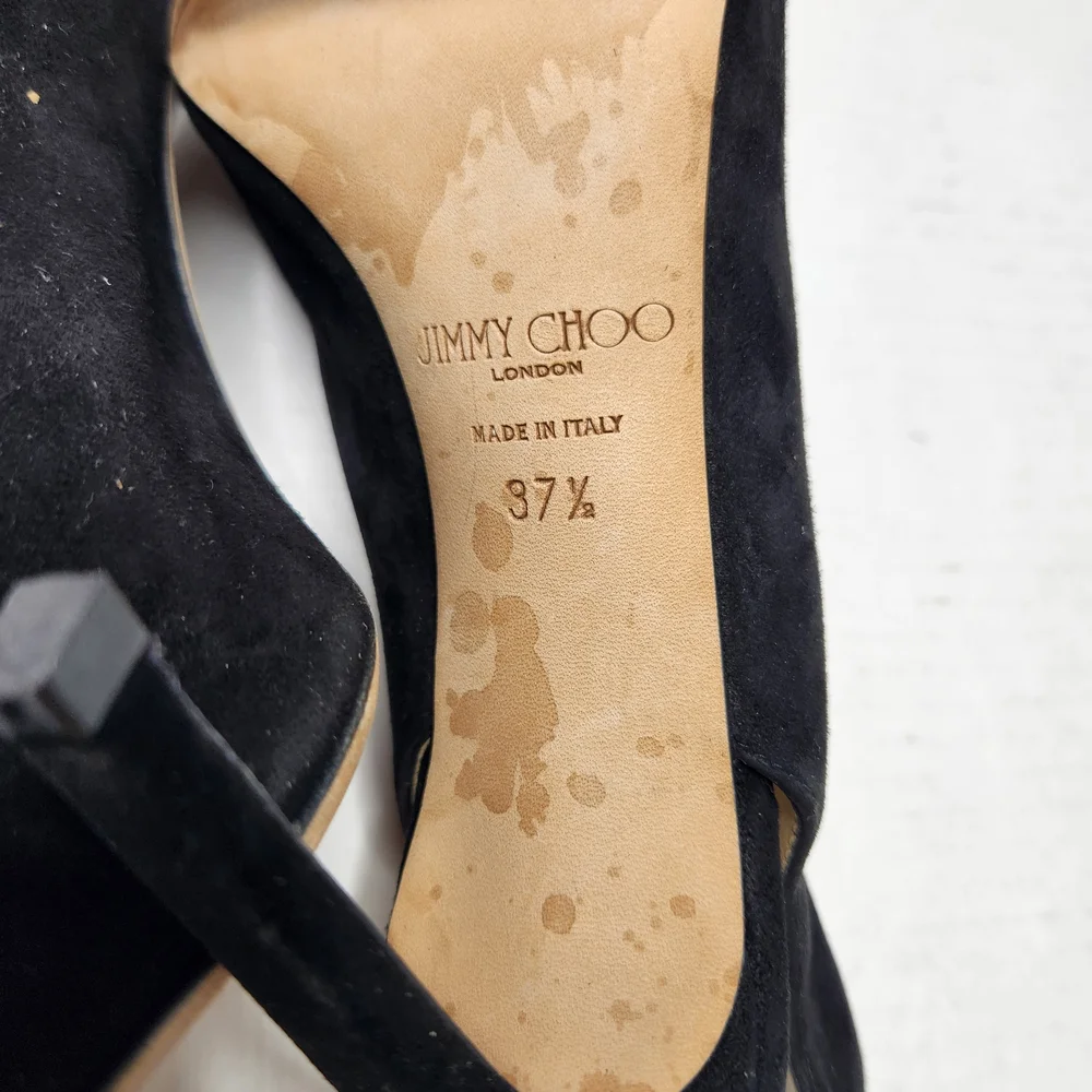 [SOLD]Jimmy Choo Size 37.5 Shar Peep Toe Slingback Pump Suede - Picture 8 of 8